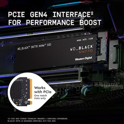 WD BLACK SN770 1TB Internal SSD PCIe Gen 4 x4 WDBBDL0010BNC-WRSN WD BLACK SN770 1TB Internal SSD PCIe Gen 4 x4 WDBBDL0010BNC-WRSN