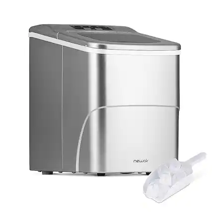 Front. NewAir - 26 lbs. Countertop Ice Maker - Matte Silver.