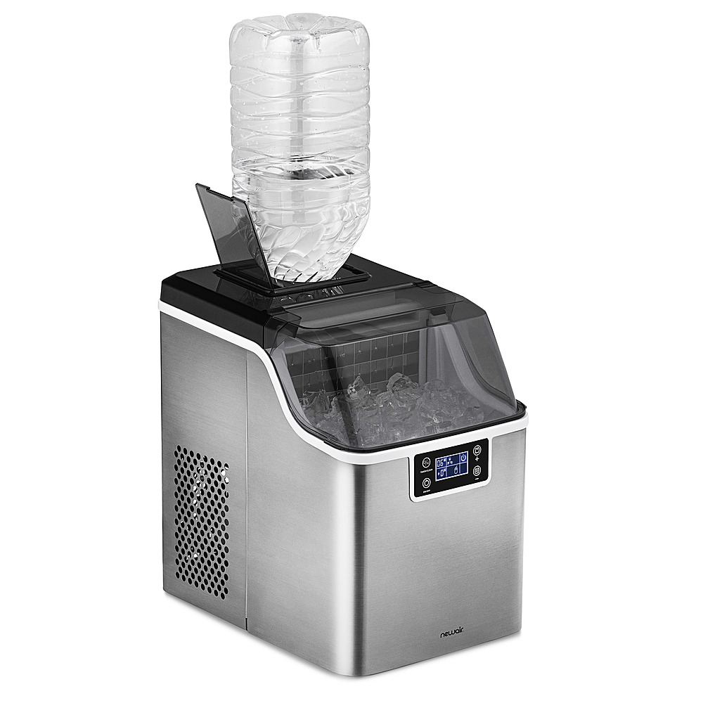 Newair Nugget Ice Maker, Sonic Speed Countertop Crunchy Ice Pellet Machine  45 lbs. of Ice a Day in Stainless Steel, Melt-Resistant Interior