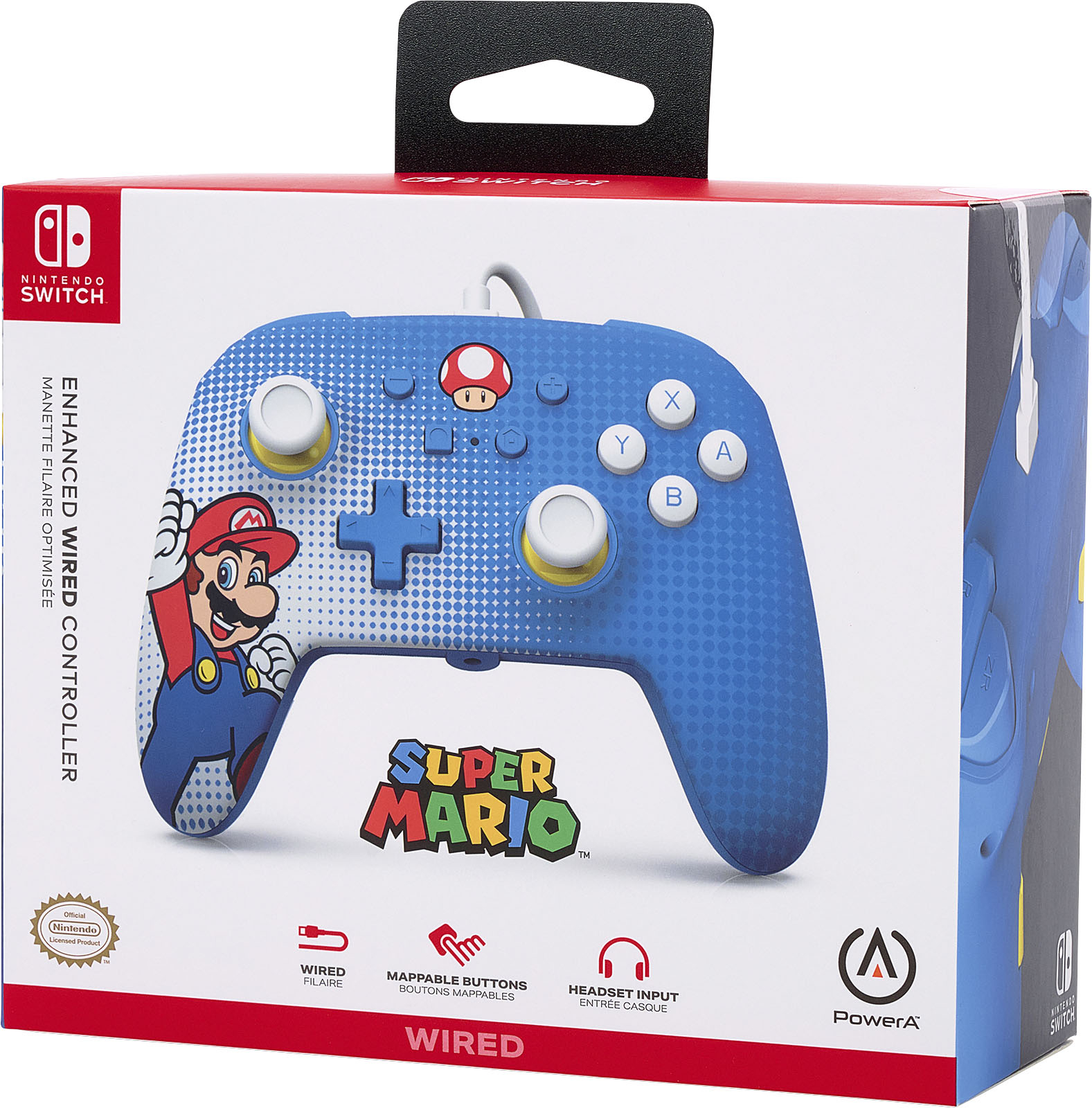 PowerA Enhanced Wired Controller for Nintendo Switch Mario Pop Art - Blue
