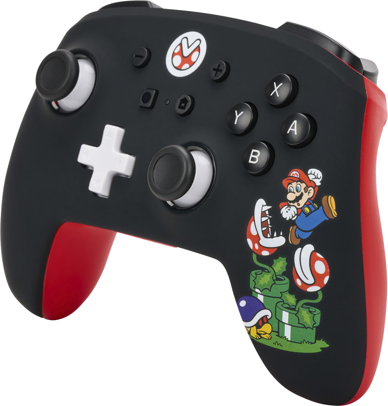 Left View: PowerA Enhanced Wireless Controller for Nintendo Switch - Mario Mayhem
