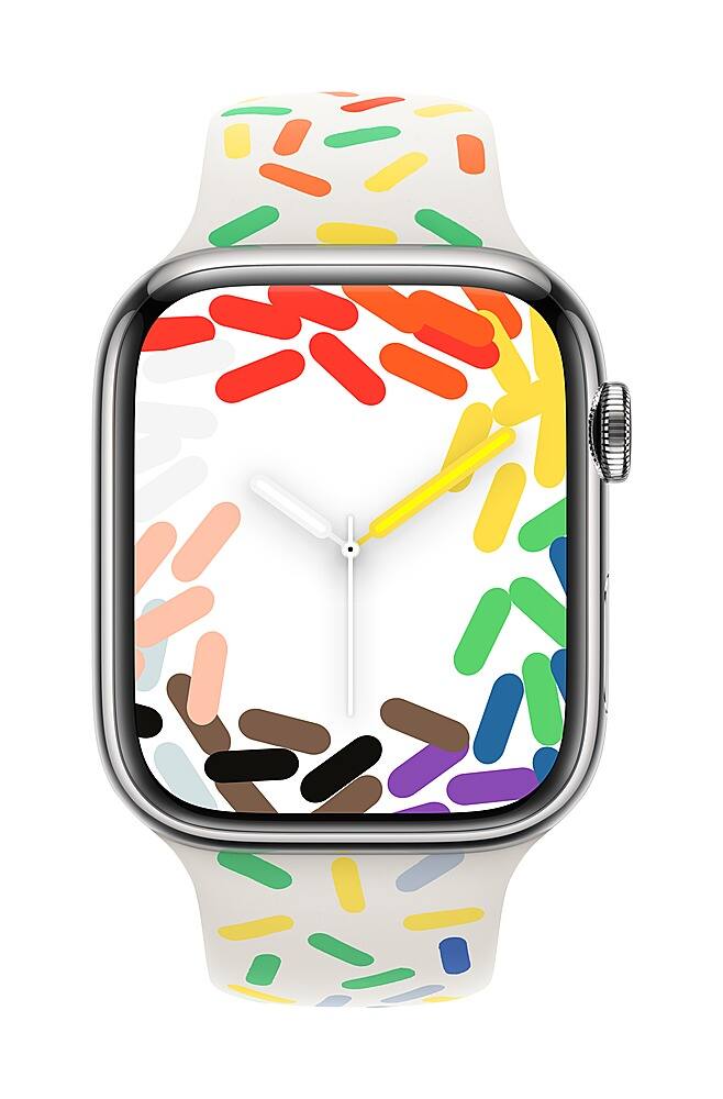 Left. Apple - Pride Edition Sport Band S/M for Apple Watch 45mm - Pride Edition.