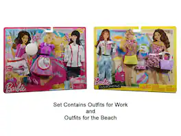 Set of 2 Barbie Doll Clothing Outfit Set - Fashionistas Beach Party + I Can Be Chef Restaurant Clothing - Multi