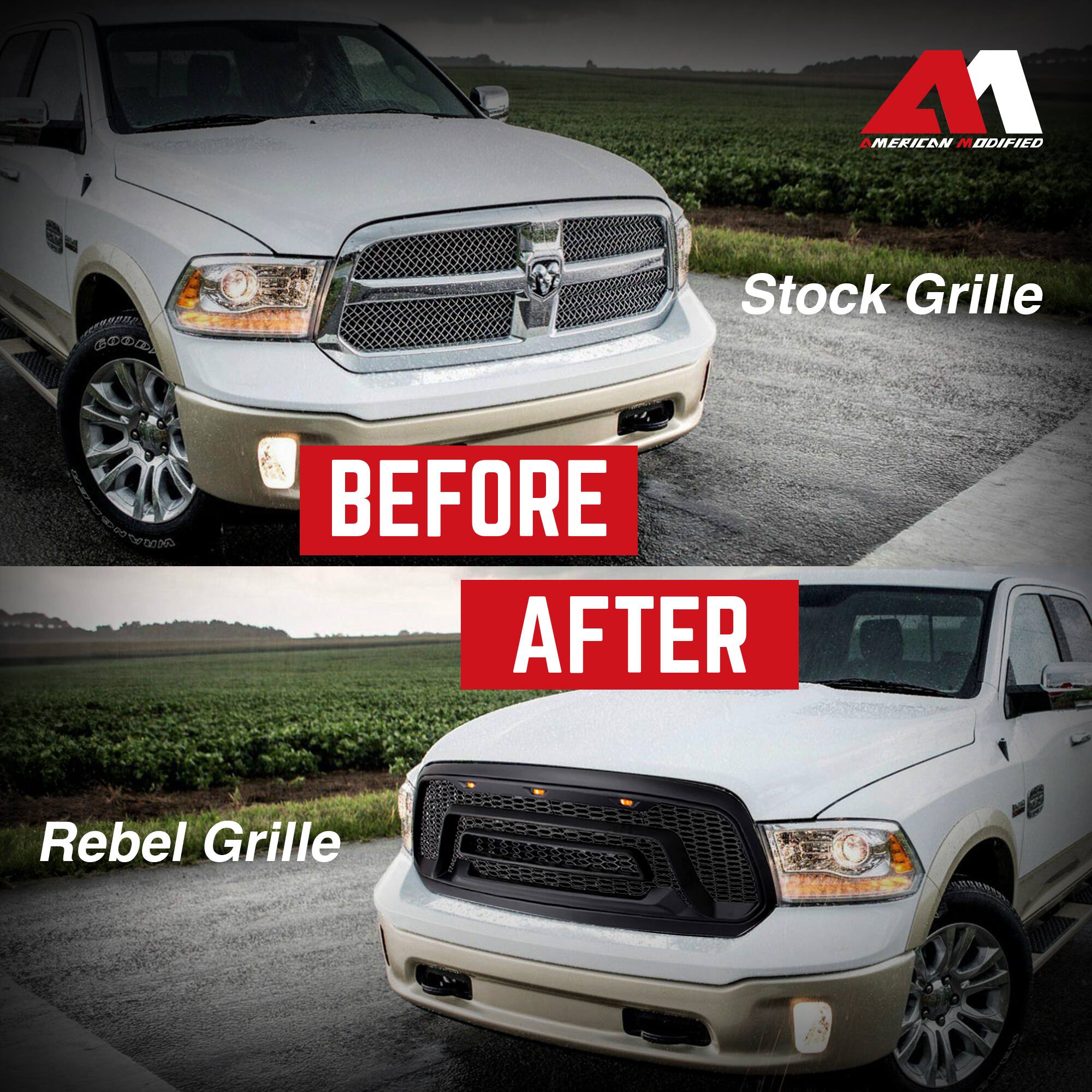 **Before**

Stock Grille

**After**

Rebel Grille

A1 American Modified