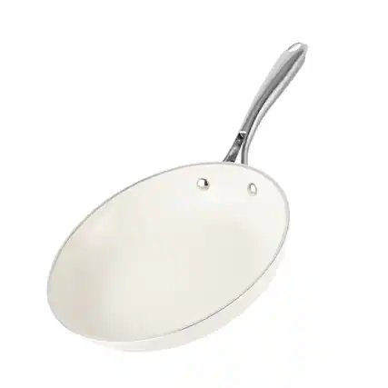 Front. Gotham Steel - Gotham Steel Cream 10'' Ultra Nonstick Ceramic Fry Pan with Stay Cool Handle - Cream.