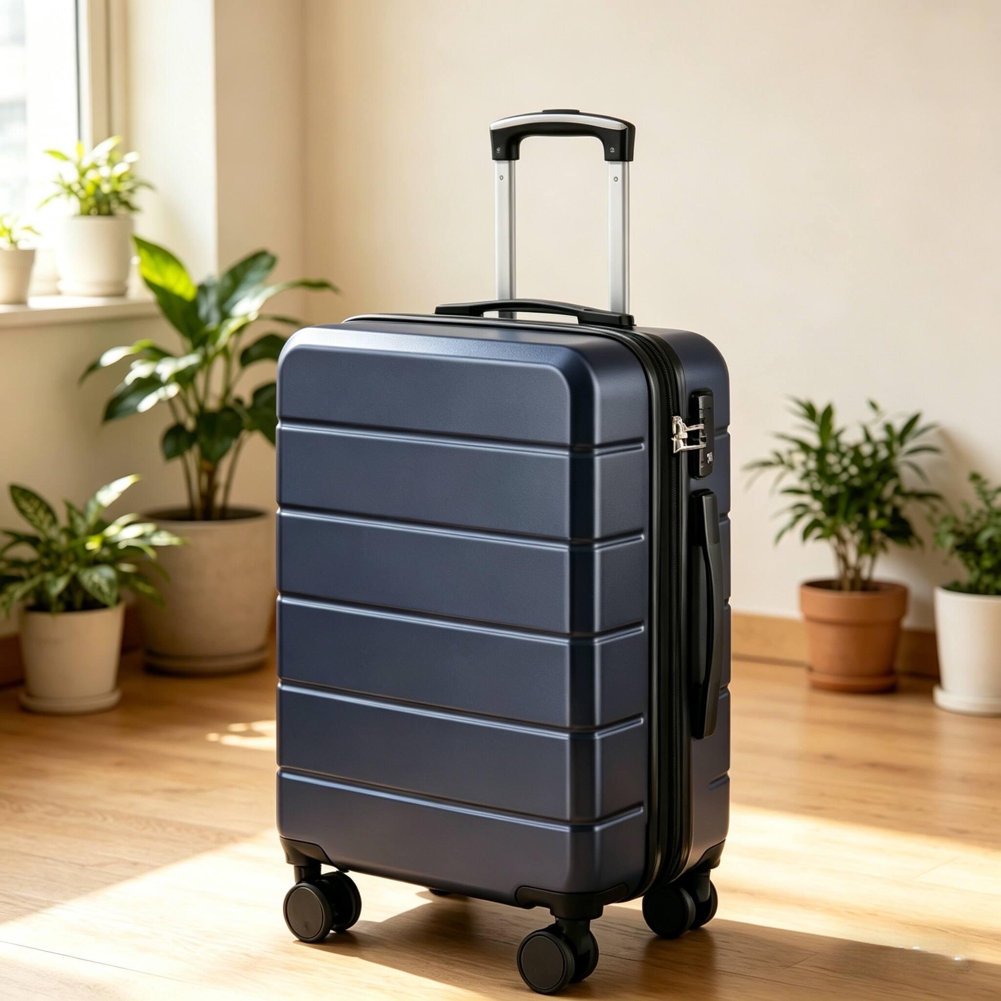 Angle. LUGGEX - LUGGEX 20" Carry On Luggage Airline Approved Hardside Expandable Suitcase with Spinner Wheels and TSA Lock - Lite-YY - Blue.
