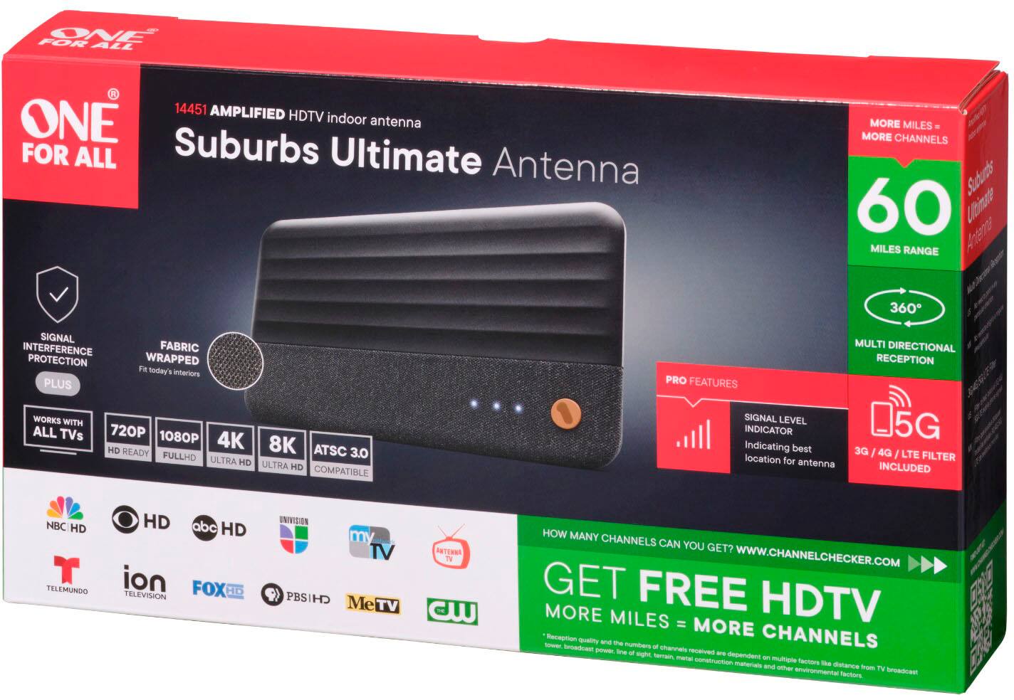 Alt View 13. One for All - Ultimate Designer Amplified Antenna - Black.