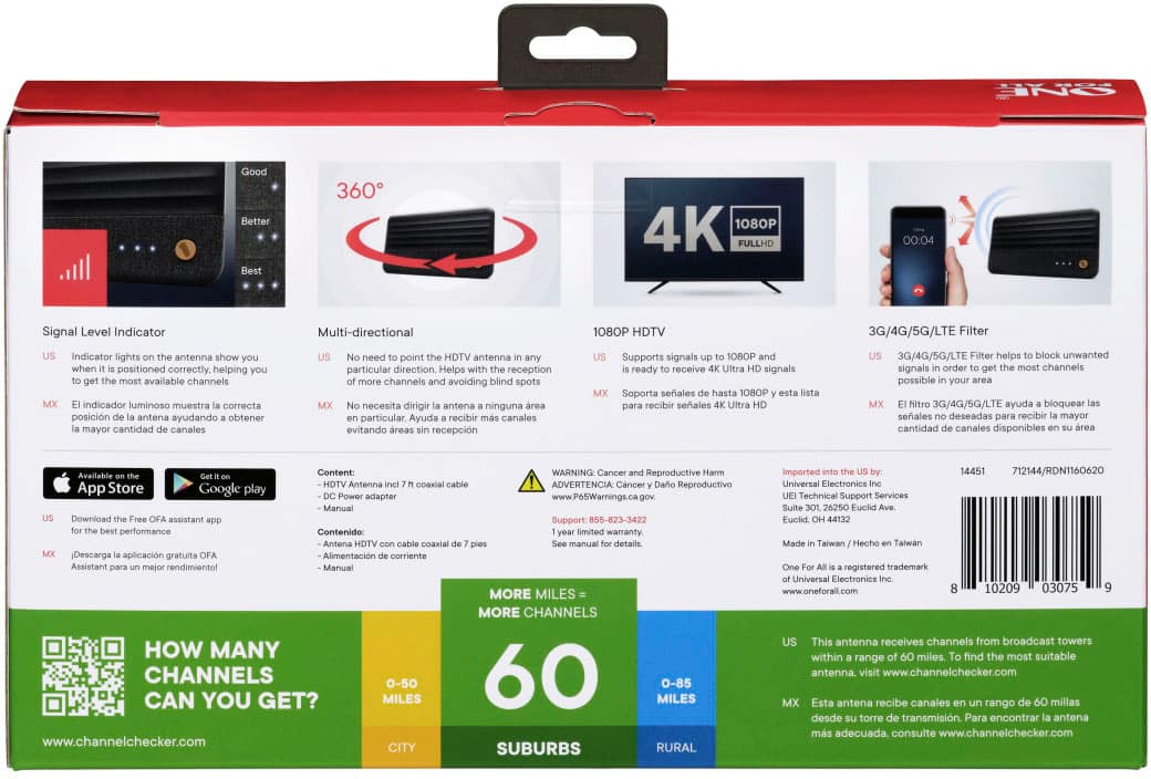 Alt View 14. One for All - Ultimate Designer Amplified Antenna - Black.