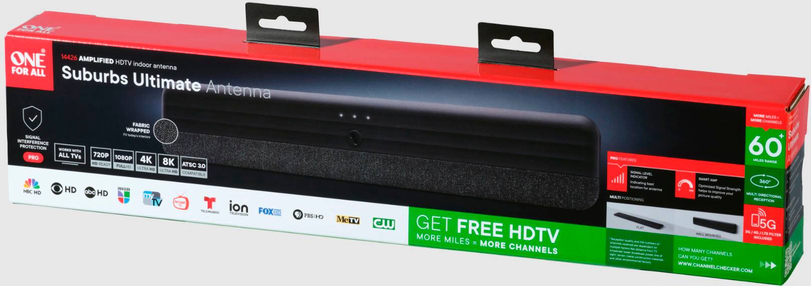 Alt View 14. One for All - Suburbs Ultimate Designer Bar Antenna - Black.