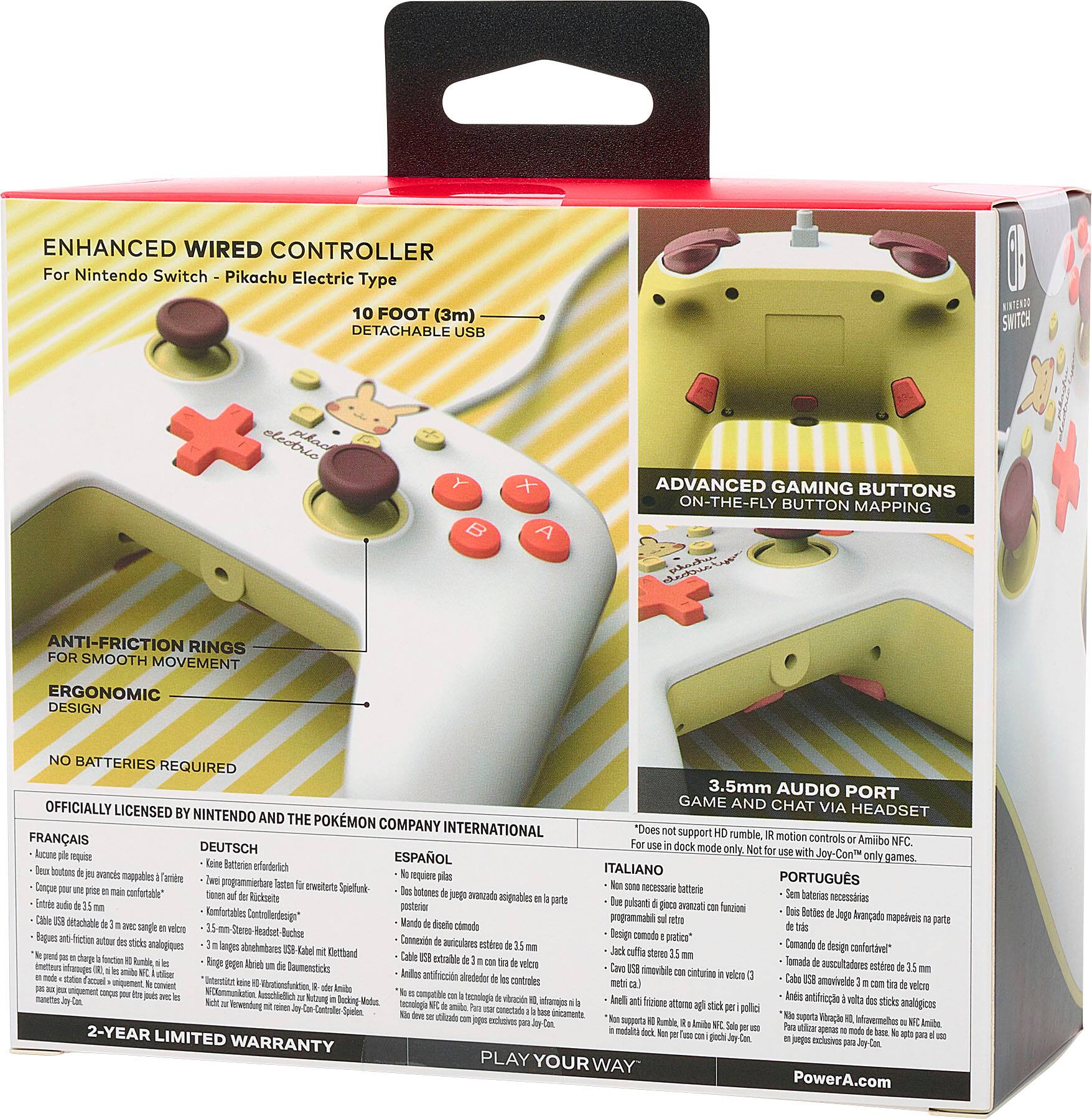 Alt View 18. PowerA - Enhanced Wired Controller for Nintendo Switch - Pikachu Electric Type.