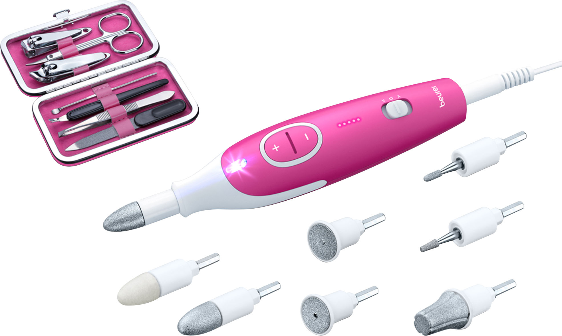 Beurer 18-piece Manicure/Pedicure Device and Nail Set Pink/White MP44 ...