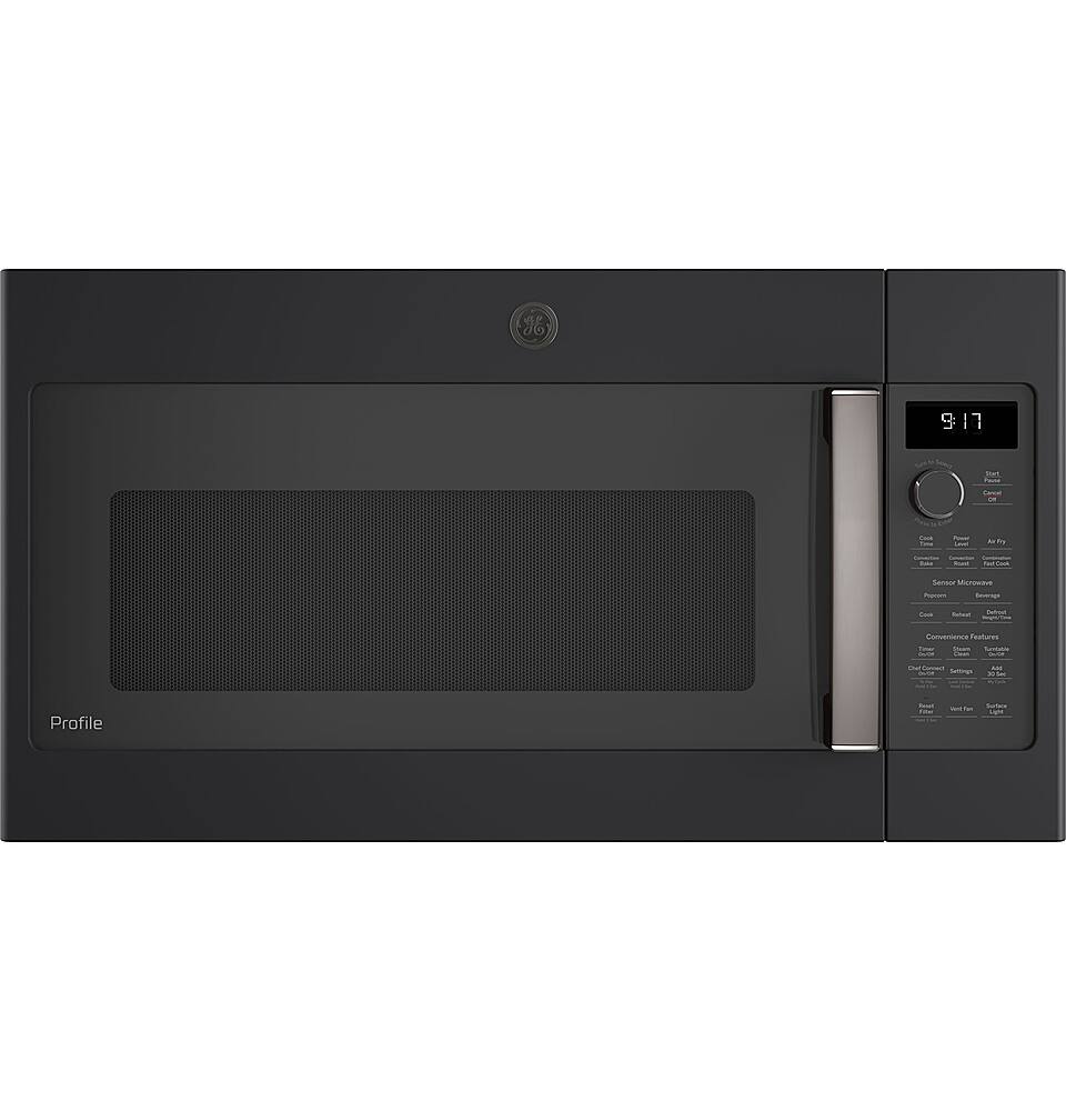 Front. GE Profile - Profile Series 1.7 Cu. Ft. Convection Over-the-Range Microwave with Sensor Cooking and Chef Connect - Fingerprint Resistant Black Slate.