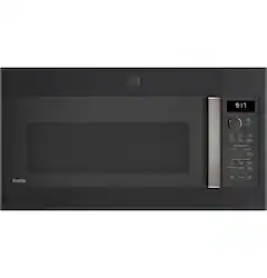 GE Profile - Profile Series 1.7 Cu. Ft. Convection Over-the-Range Microwave with Sensor Cooking and Chef Connect - Black Slate - Front_Zoom