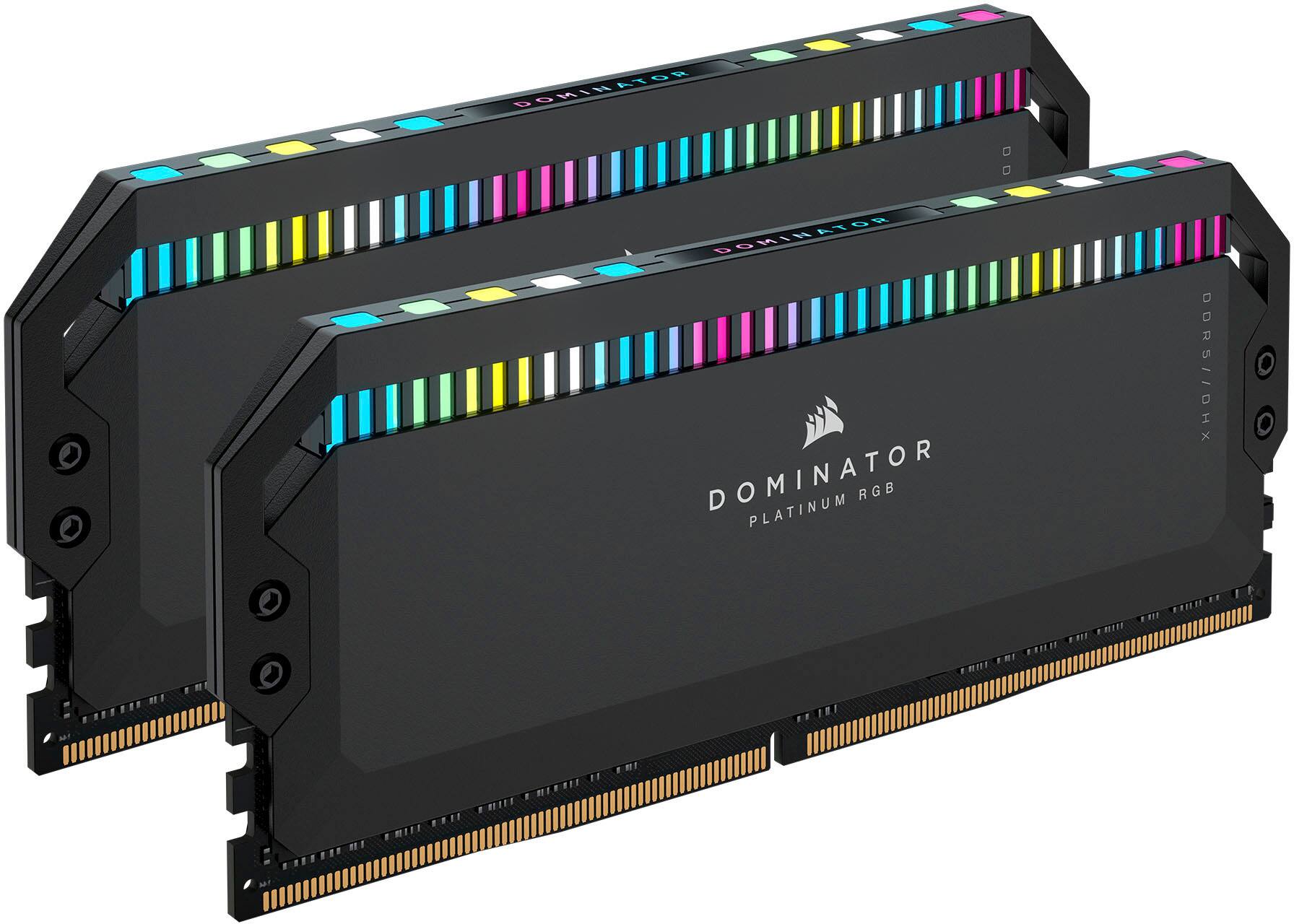 Alt View 1. CORSAIR - DOMINATOR PLATINUM RGB 64GB (2x32GB) DDR5 5200MHz C40 UDIMM Desktop Memory - Black.