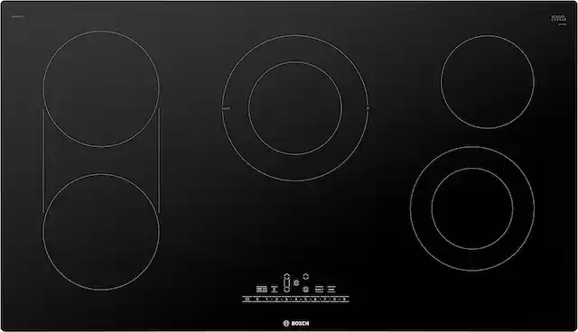 Front. Bosch - 800 Series 36" Built-In Electric Cooktop with 5 elements - Black.