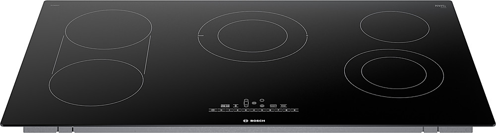 Left View: Bosch - 800 Series 36" Built-In Electric Cooktop with 5 elements - Black