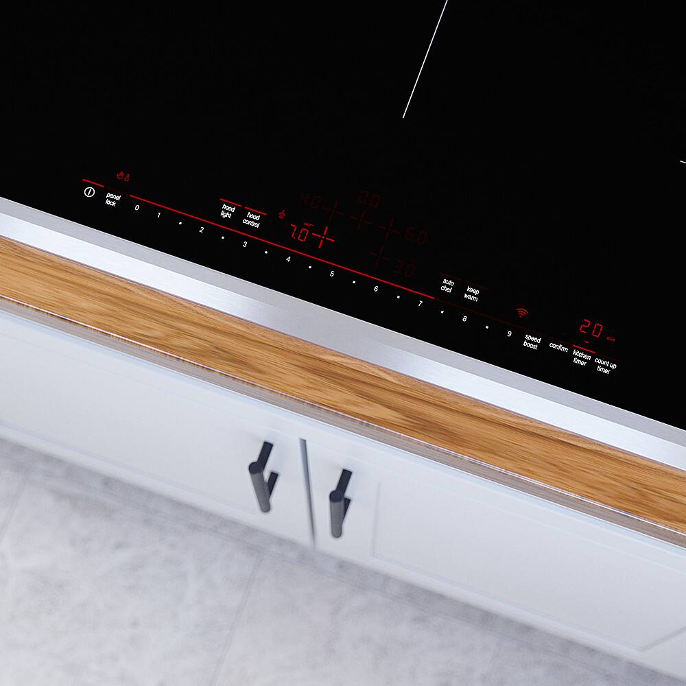 Alt View 16. Bosch - 800 Series 36" Built-In Electric Induction Cooktop with 5 elements and Wifi - Black.