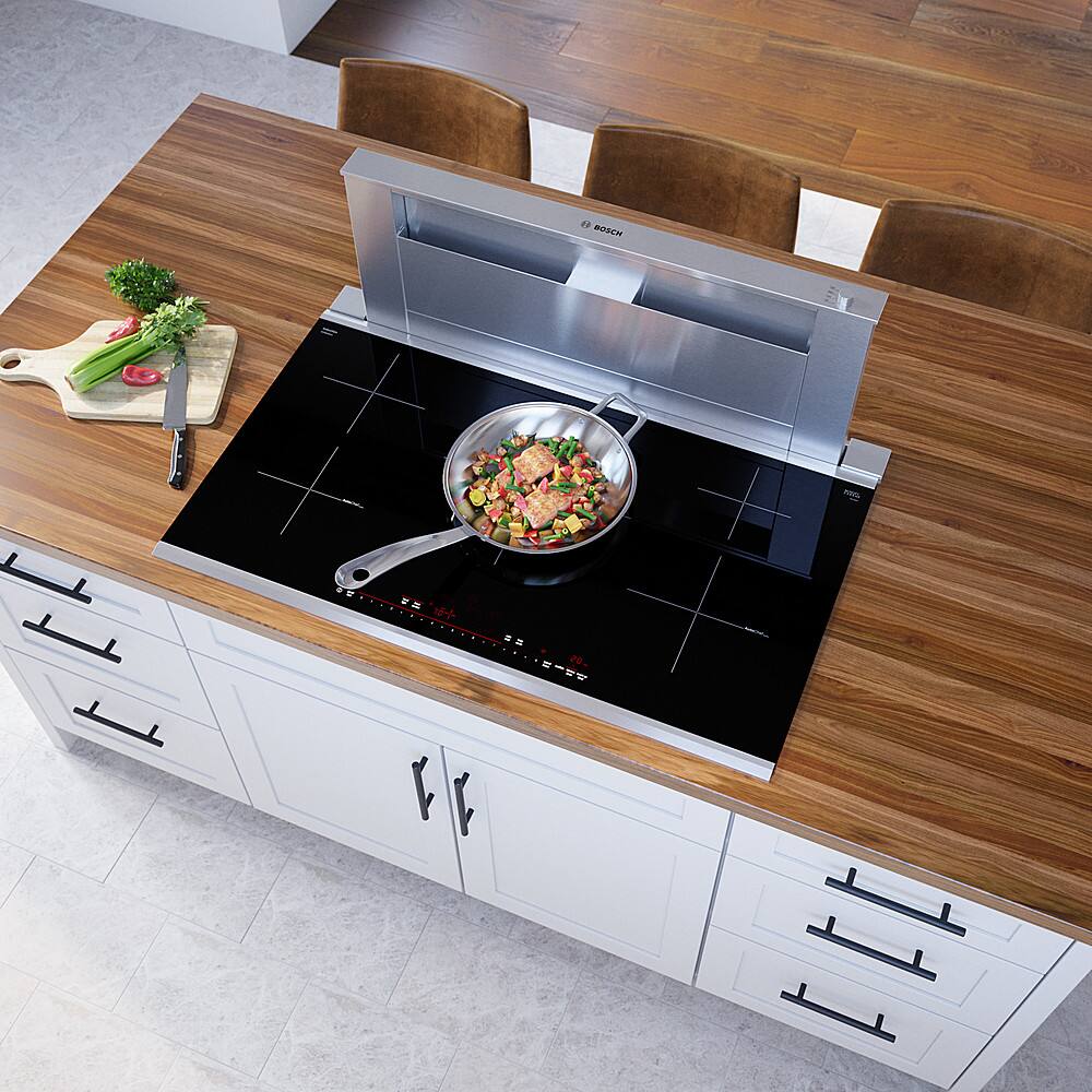 Alt View 17. Bosch - 800 Series 36" Built-In Electric Induction Cooktop with 5 elements and Wifi - Black.