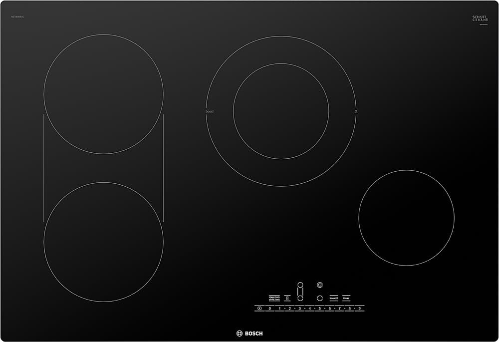 Bosch - 800 Series 30" Built-In Electric Cooktop with 4 elements - Black - Front_Zoom