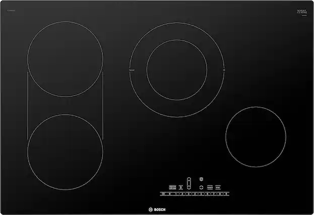 Front. Bosch - 800 Series 30" Built-In Electric Cooktop with 4 elements - Black.