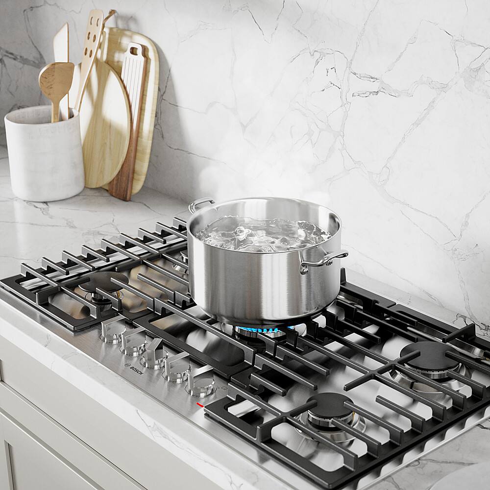 Angle View: Bosch - 500 Series 36" Built-In Gas Cooktop with 5 burners