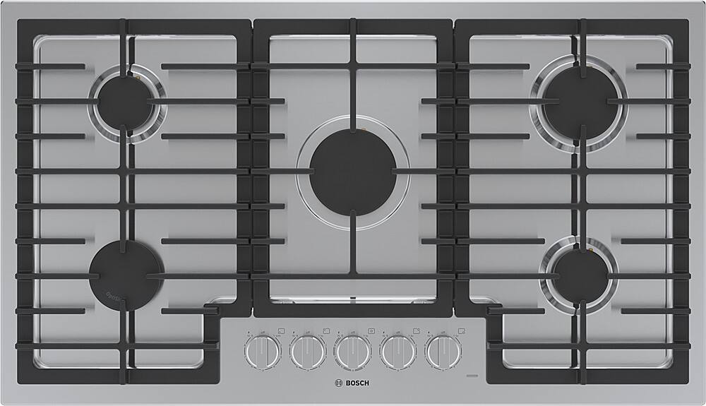 Bosch - 500 Series 36" Built-In Gas Cooktop with 5 burners - Stainless Steel - Front_Zoom