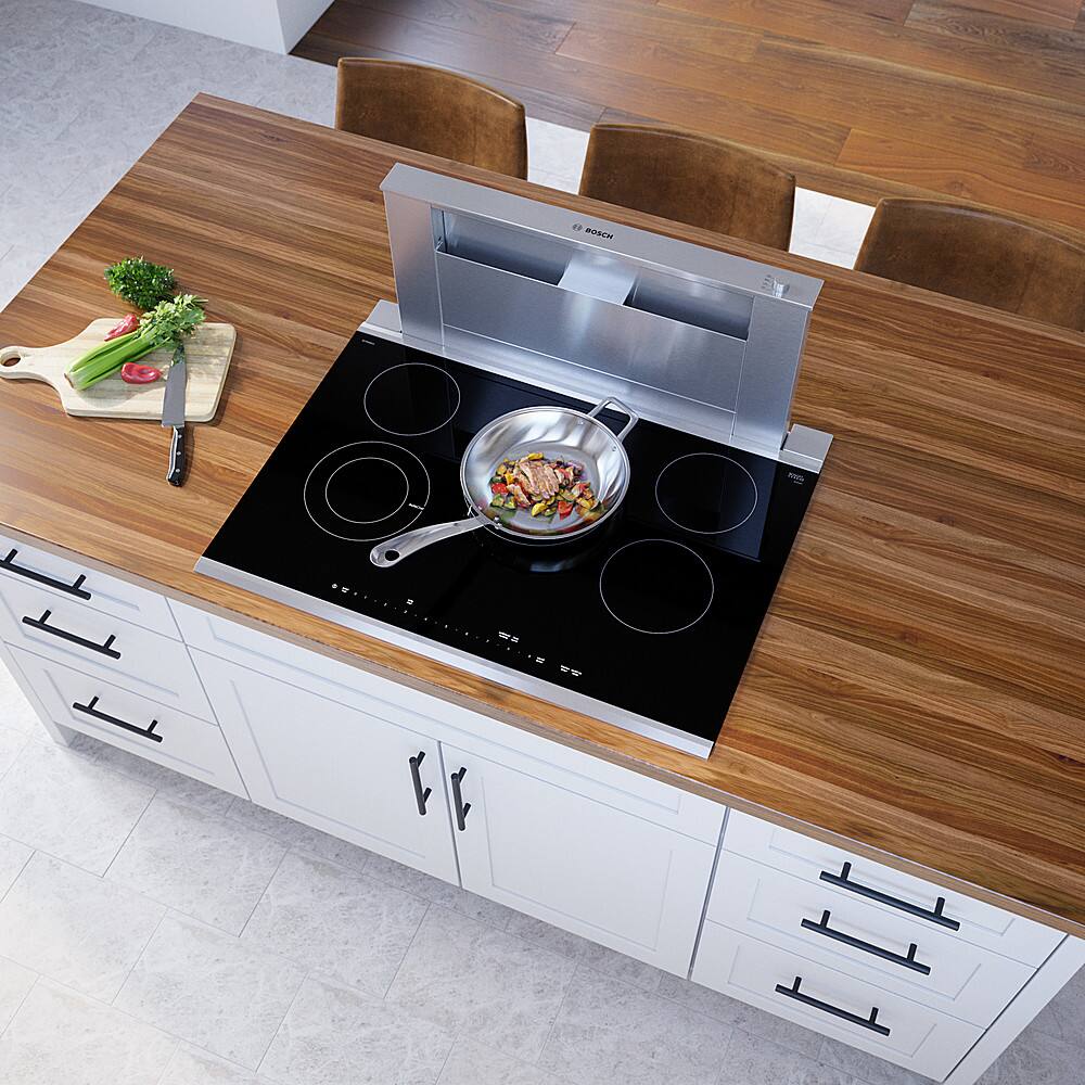 Alt View 17. Bosch - Benchmark Series 30" Built-In Electric Cooktop with 5 elements and Stainless Steel Frame - Black.