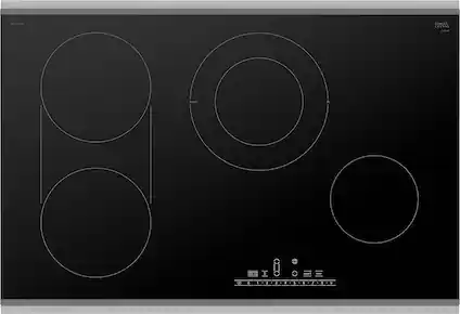 Front. Bosch - 800 Series 30" Built-In Electric Cooktop with 4 elements and Stainless Steel Frame - Black.