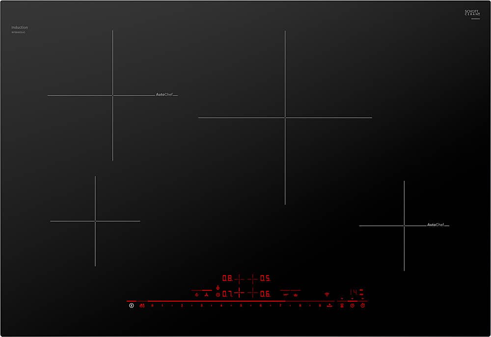 Front. Bosch - 800 Series 30" Built-In Electric Induction Cooktop with 4 elements and Wifi, Frameless - Black.