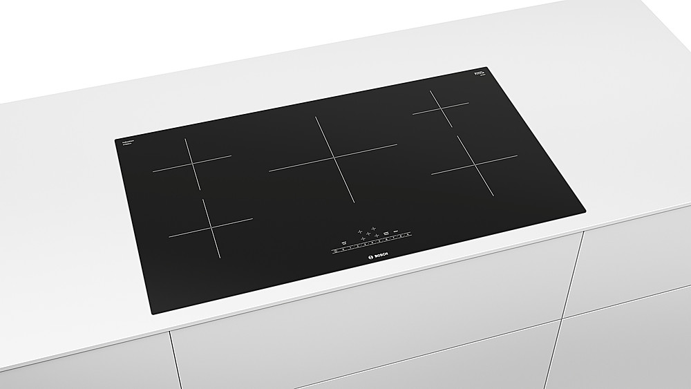 Angle View: Bosch - 500 Series 36" Built-In Electric Induction Cooktop with 5 elements - Black