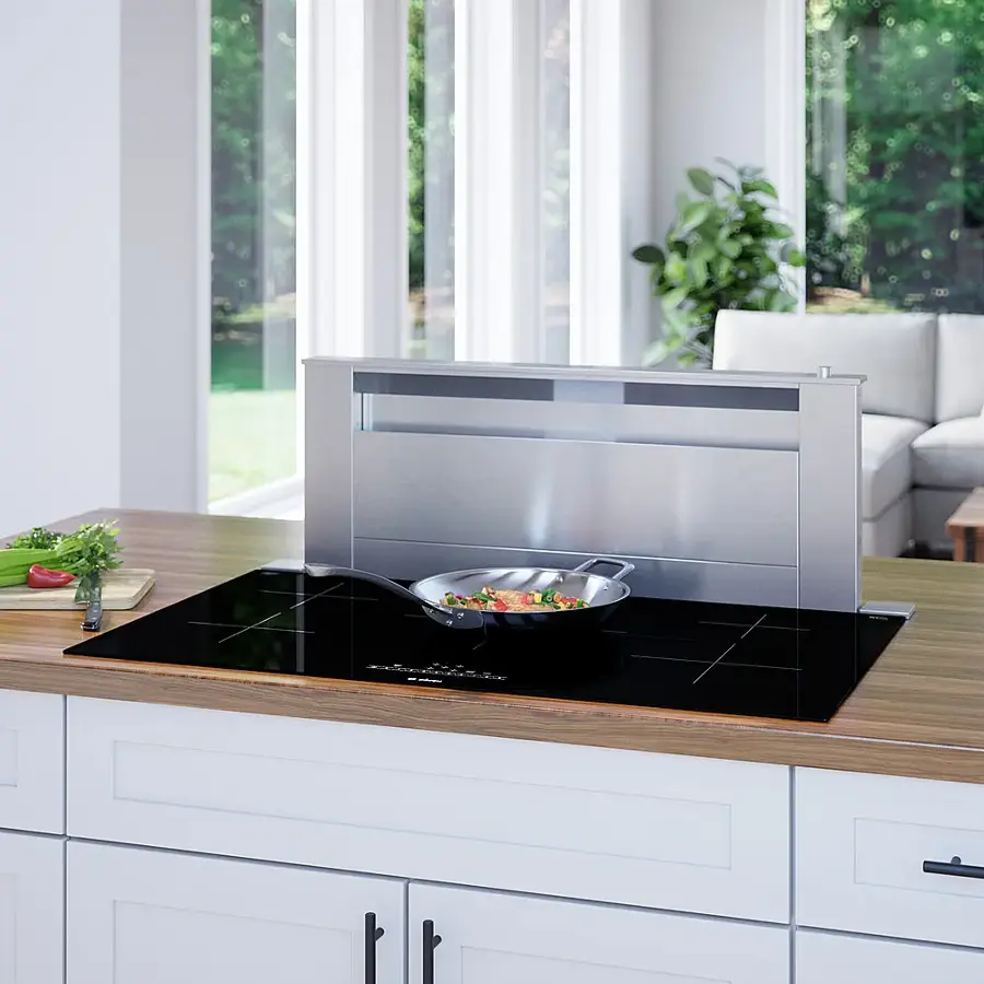 Alt View 19. Bosch - 500 Series 36" Built-In Electric Induction Cooktop with 5 elements - Black.