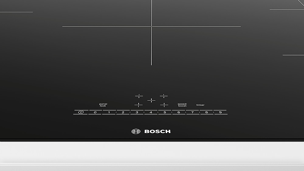 Left View: Bosch - 500 Series 36" Built-In Electric Induction Cooktop with 5 elements - Black