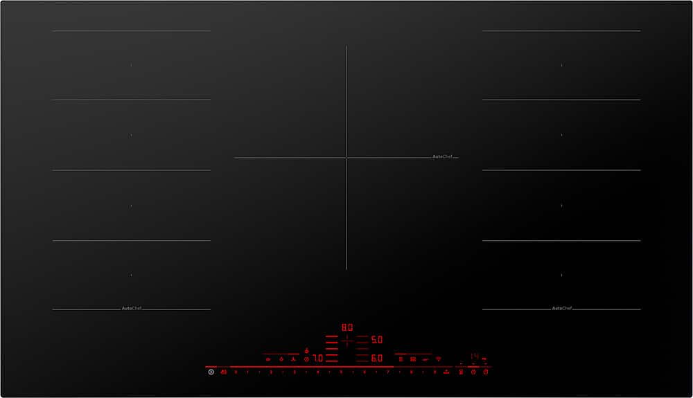 Front. Bosch - Benchmark Series 36" Built-In Electric Induction Cooktop with 5 elements and Wifi, Frameless - Black.