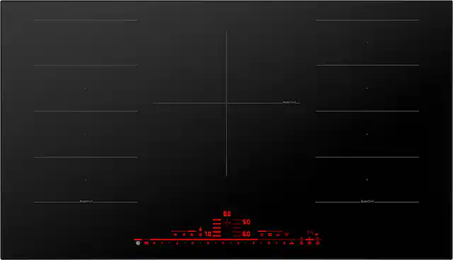 Front. Bosch - Benchmark Series 36" Built-In Electric Induction Cooktop with 5 elements and Wifi, Frameless - Black.