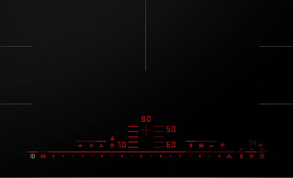 Alt View 14. Bosch - Benchmark Series 36" Built-In Electric Induction Cooktop with 5 elements and Wifi, Frameless - Black.