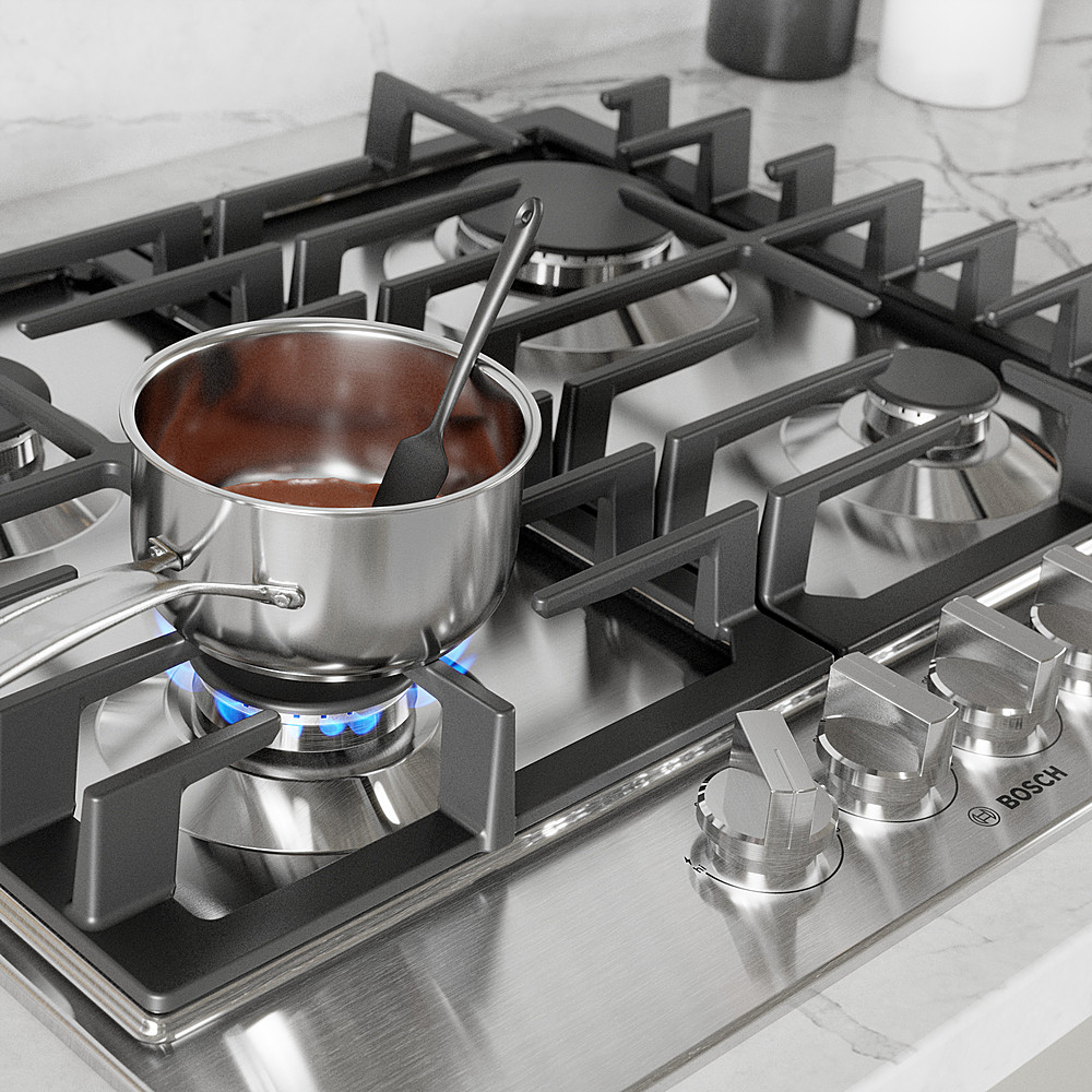 Left View: Fisher & Paykel - 36 In Professional Drop-In Gas Cooktop - Stainless steel