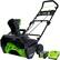 Angle. Greenworks - 80 Volt 20-Inch Single Stage Cordless Brushless Snow Blower (1 x 2Ah Battery 1 x Charger) - Black/Green.