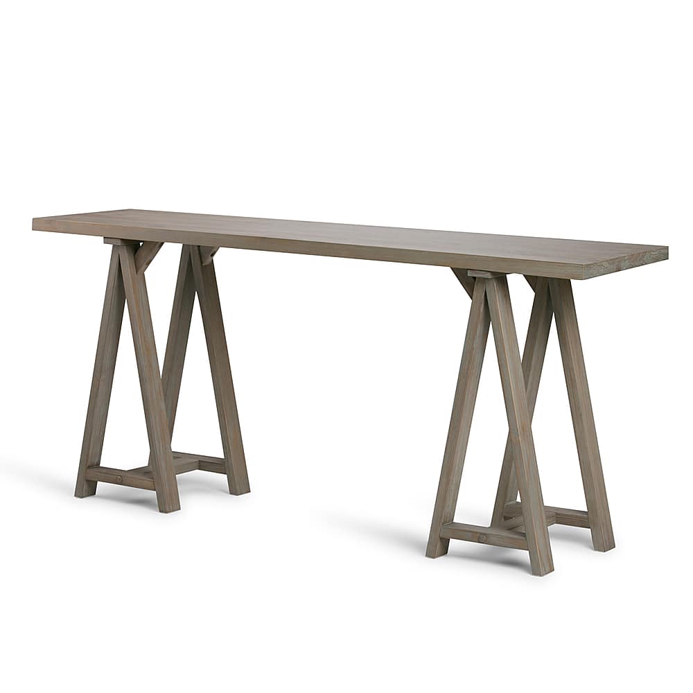 Angle View: Simpli Home - Sawhorse Wide Console Sofa Table - Distressed Grey