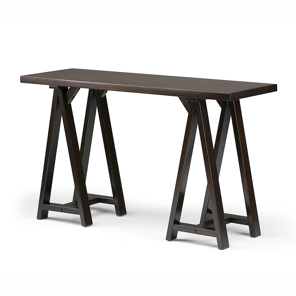 Angle View: Simpli Home - Sawhorse Console Sofa Table - Dark Chestnut Brown