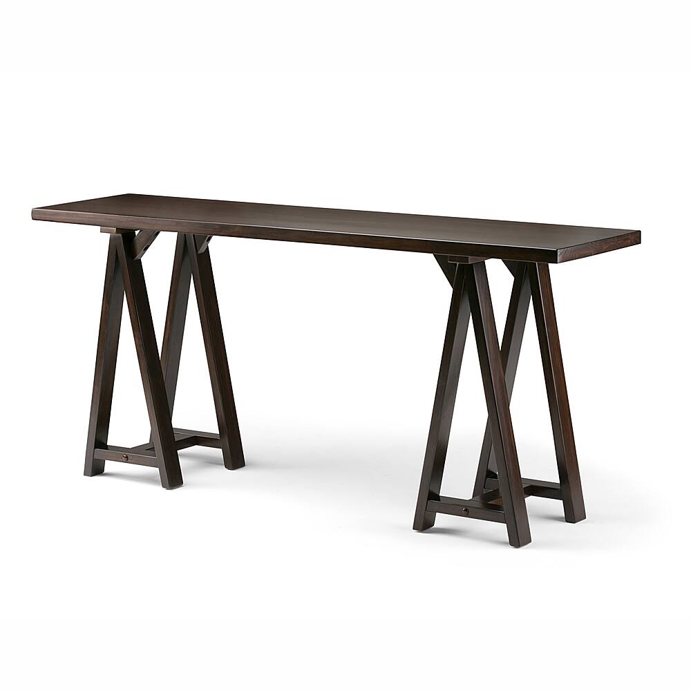 Angle View: Simpli Home - Sawhorse Wide Console Sofa Table - Dark Chestnut Brown