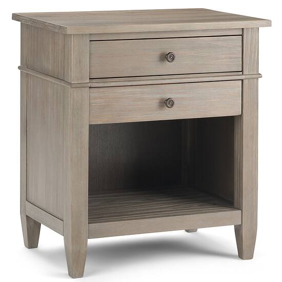 Simpli Home Carlton Bedside Table Distressed Grey 3AXCCRL