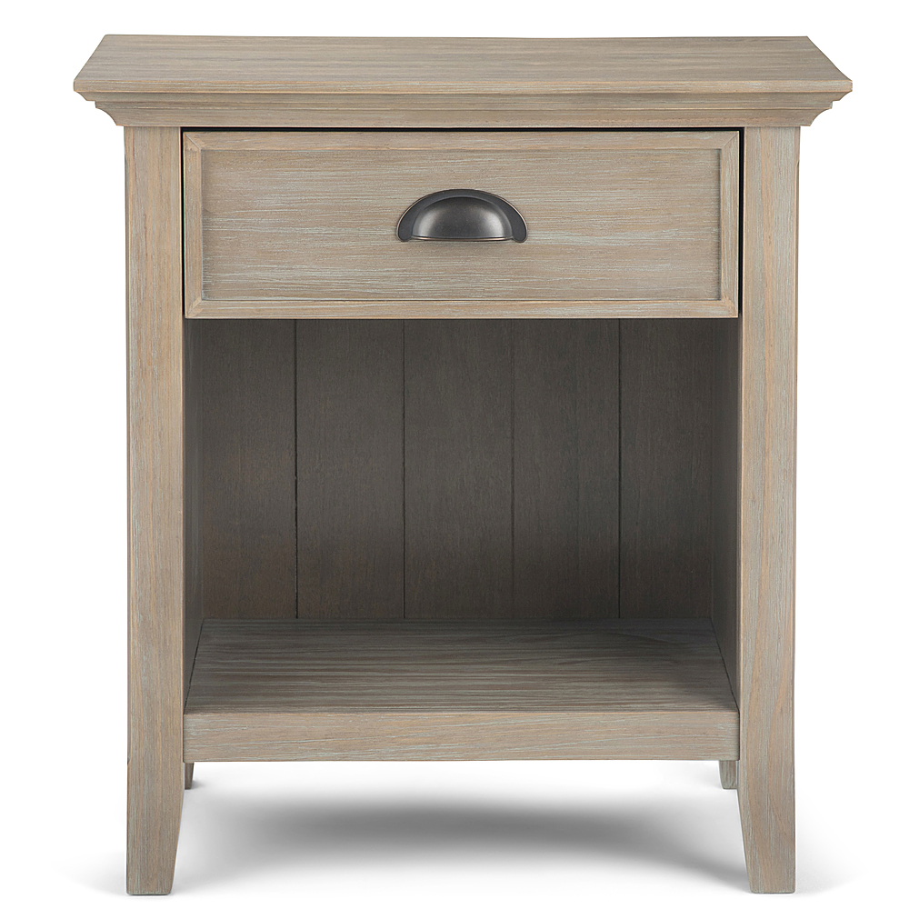 Left View: Simpli Home - Acadian Bedside Table - Distressed Grey