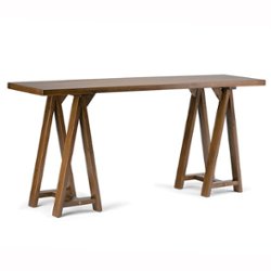 Simpli Home - Sawhorse Wide Console Sofa Table - Medium Saddle Brown - Front_Zoom