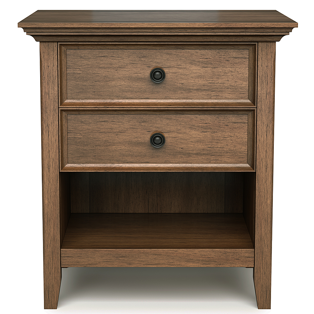 Left View: Simpli Home - Amherst Bedside Table - Rustic Natural Aged Brown