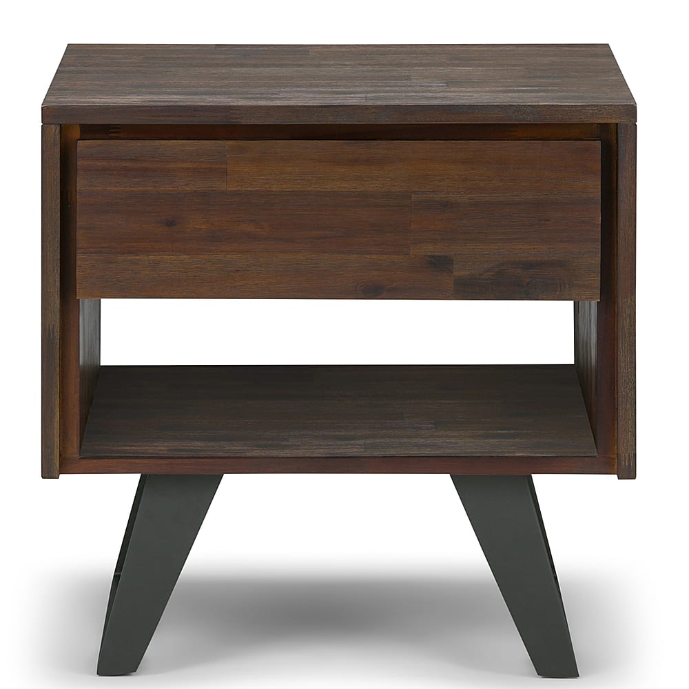 Left View: Simpli Home - Lowry End Table - Distressed Charcoal Brown