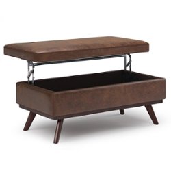 Simpli Home - Owen Lift Top Large Coffee Table Storage Ottoman - Distressed Chestnut Brown - Front_Zoom
