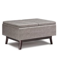 Simpli Home - Owen Tray Top Small Coffee Table Storage Ottoman - Distressed Grey - Front_Zoom