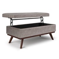 Simpli Home - Owen Lift Top Large Coffee Table Storage Ottoman - Distressed Grey - Front_Zoom