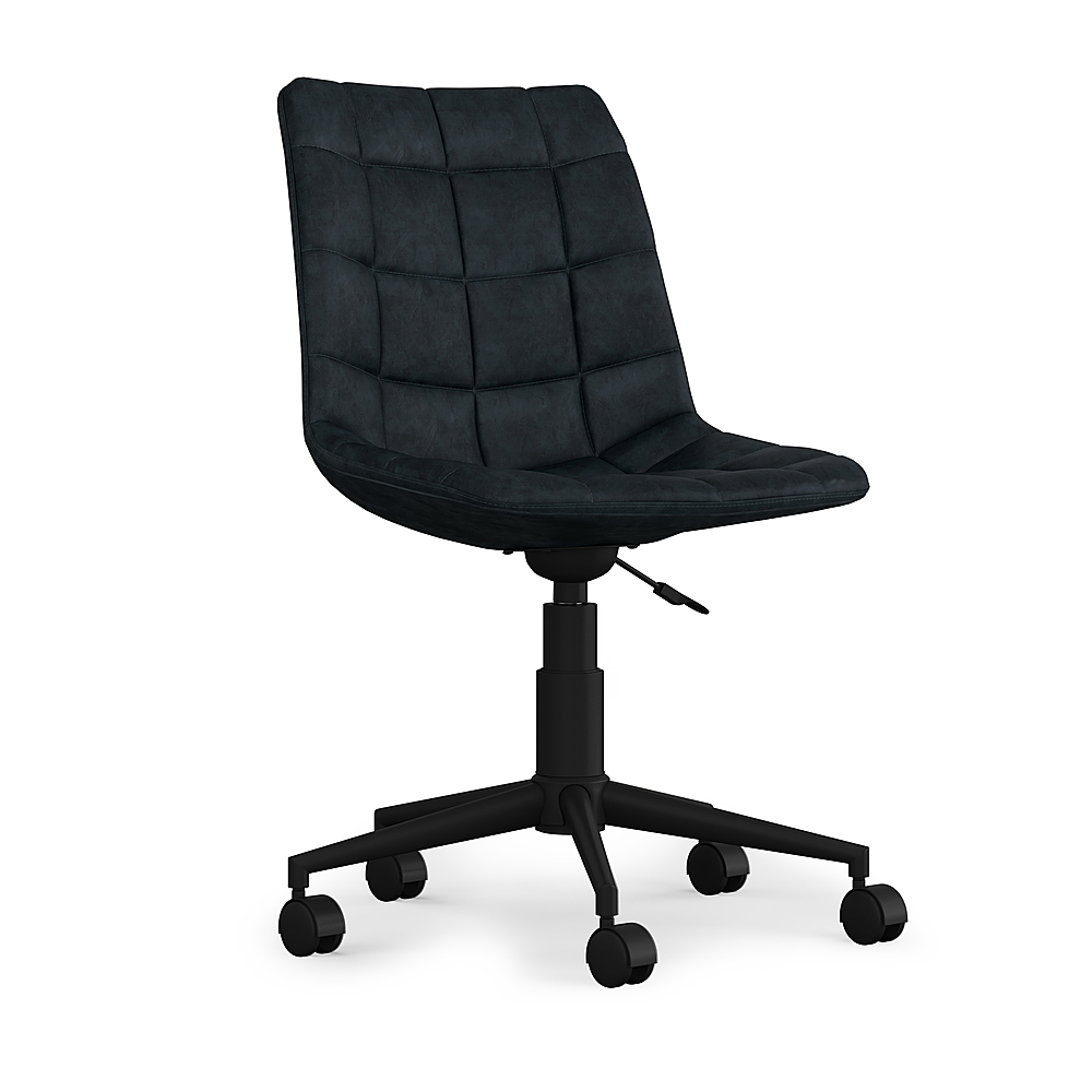 Angle View: Flash Furniture - High Back Designer Mesh Drafting Chair with LeatherSoft Sides and Adjustable Arms - Black