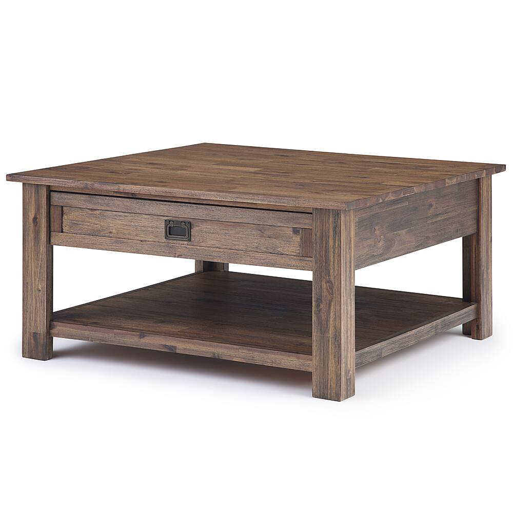 Angle View: Simpli Home - Monroe Square Coffee Table - Rustic Natural Aged Brown